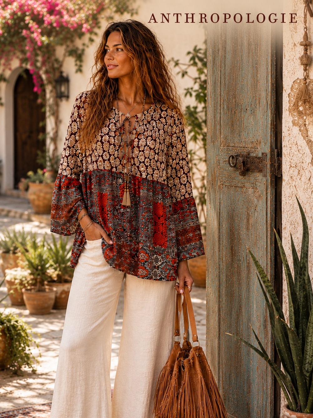 Anthro’s Fig & Flower,Boho On-Trend, Lightweight Flowy Top,Pull-Over,EUC L